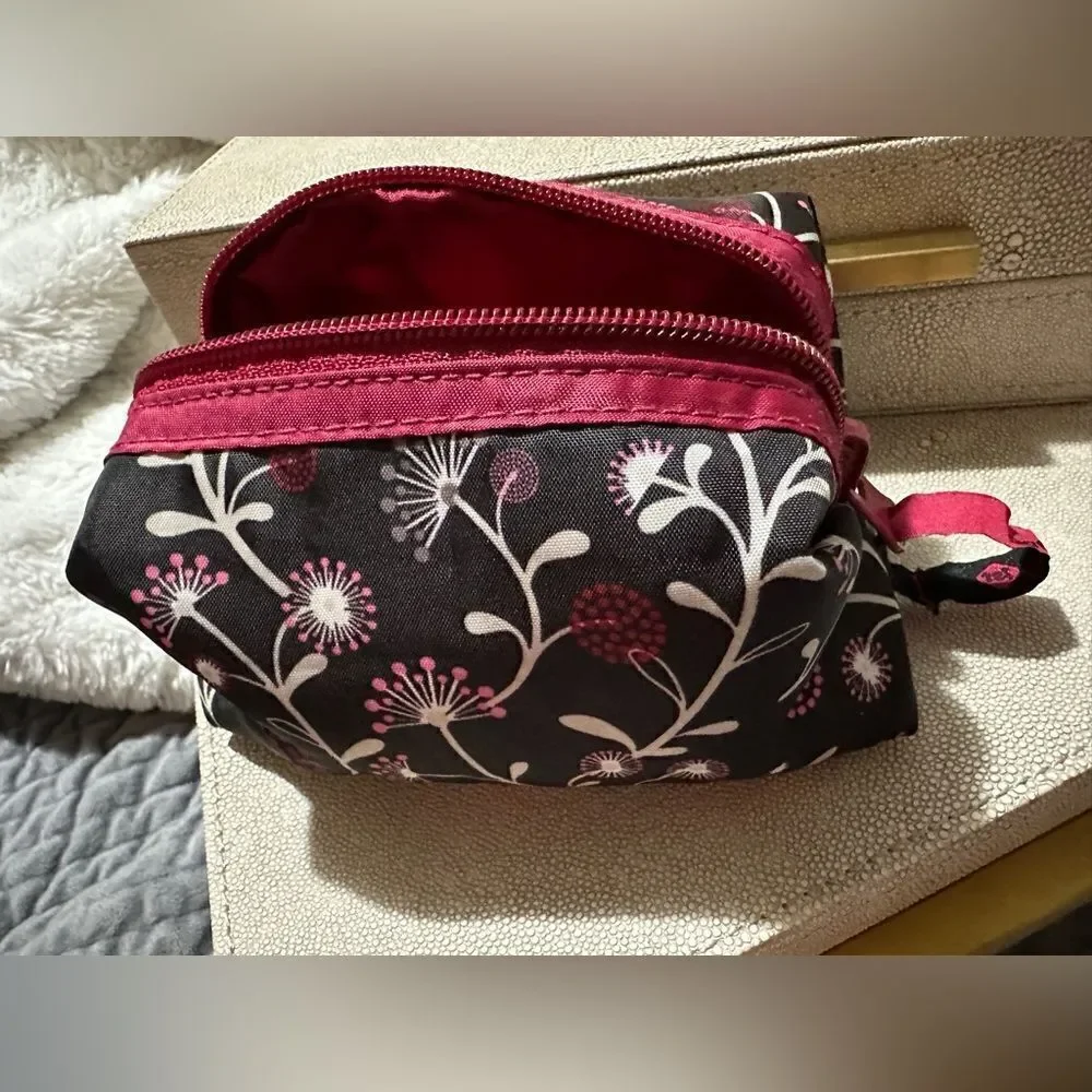 Floral Makeup Bag | Compact & Stylish Floral Black and Pink Women's Bag